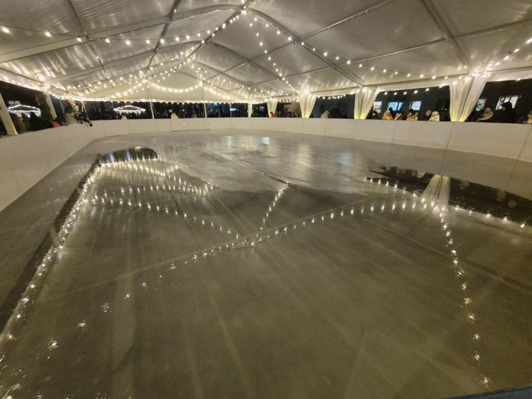 Completed seasonal real-ice rink in Gargždai during the 2024/25 season