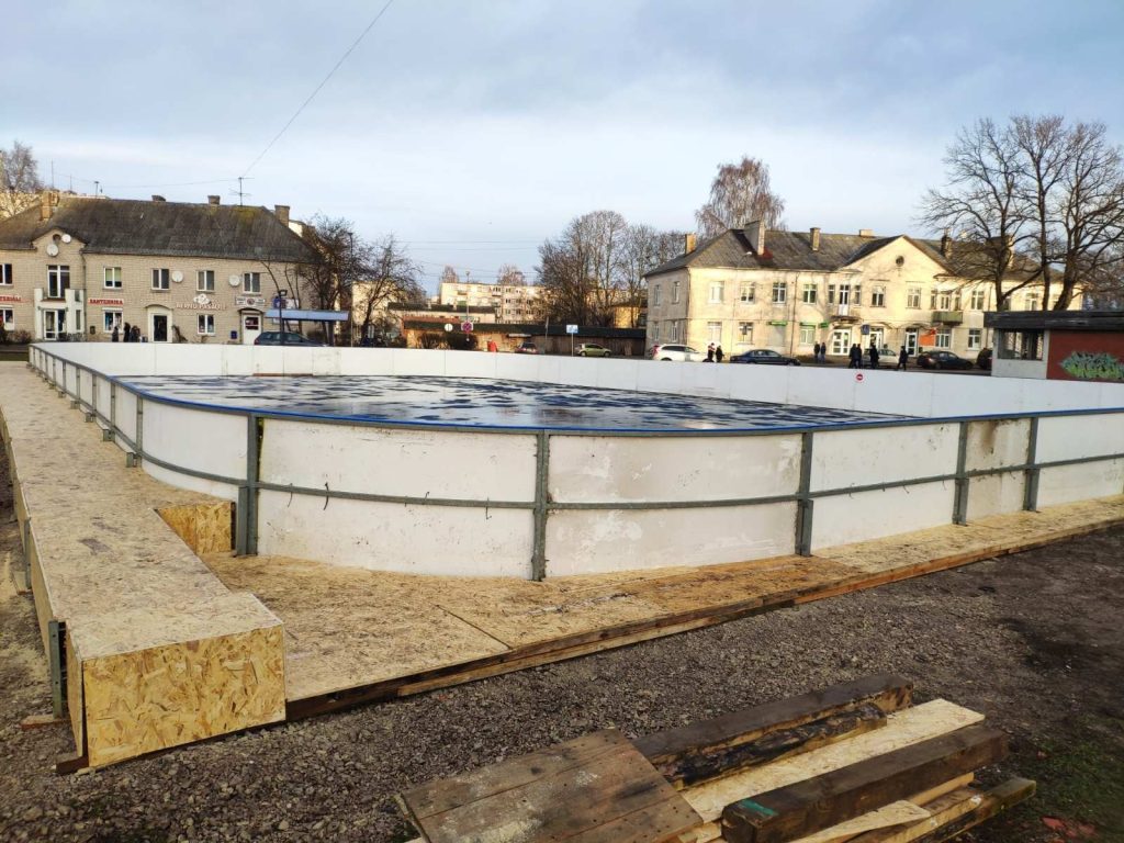Site preparation for the seasonal rental ice rink in Jurmala