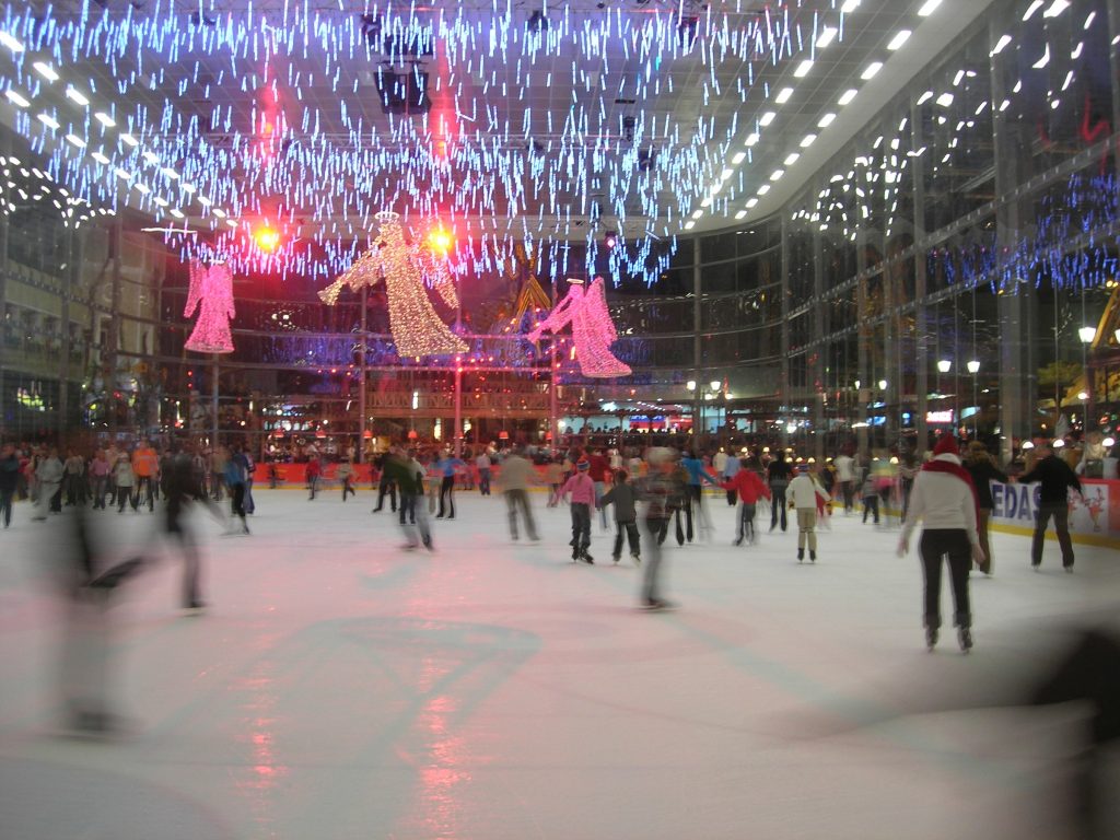 Public skating on the indoor ice rink at Klaipeda Akropolis
