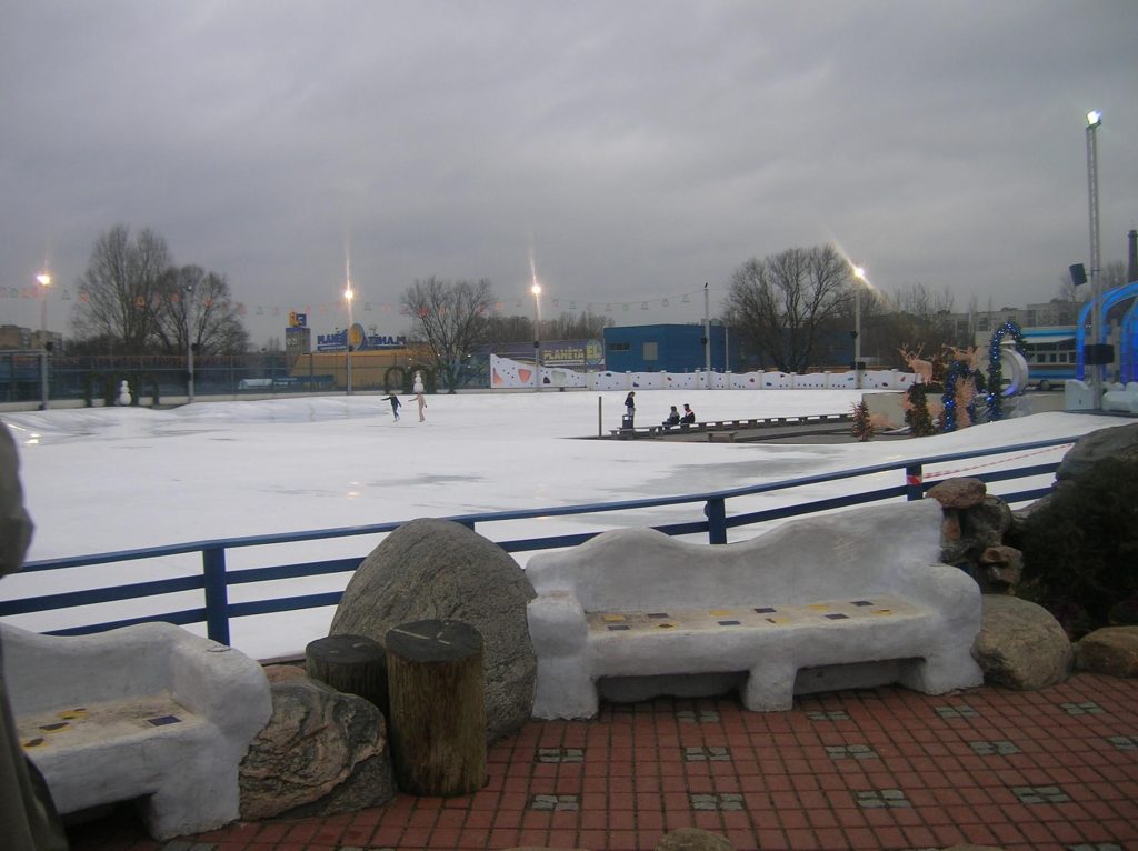 Ice hills at the seasonal outdoor ice attraction at LIDO Riga