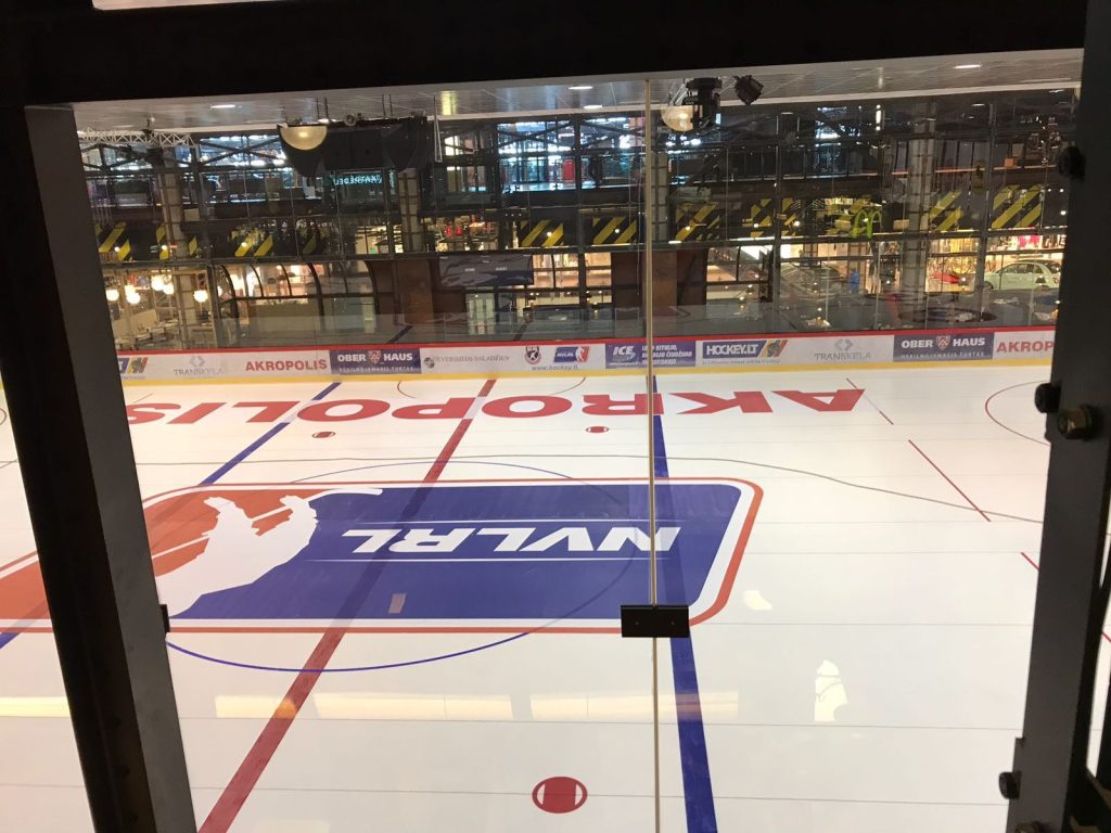 Overview of the permanent indoor ice rink at Siauliai Akropolis